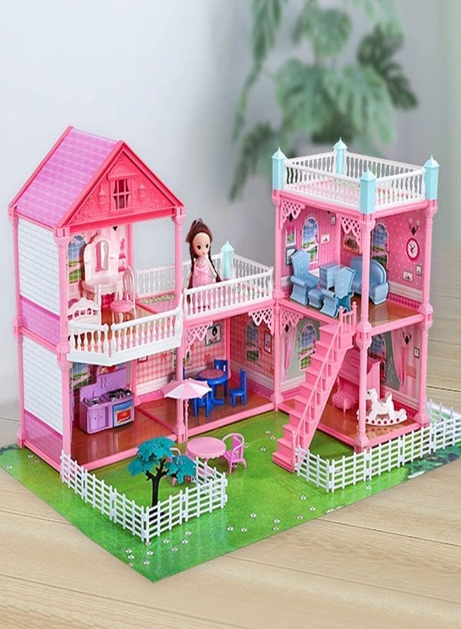 Ramokdu Doll House Girls Toys, 4-Story 11 Rooms Playhouse with 2 Dolls Toy Figures with Light, Accessories, Furniture Pretend Play Gift Toys for 3 4 5 6 7 + Year Old Girls - Multi Color - Image 3